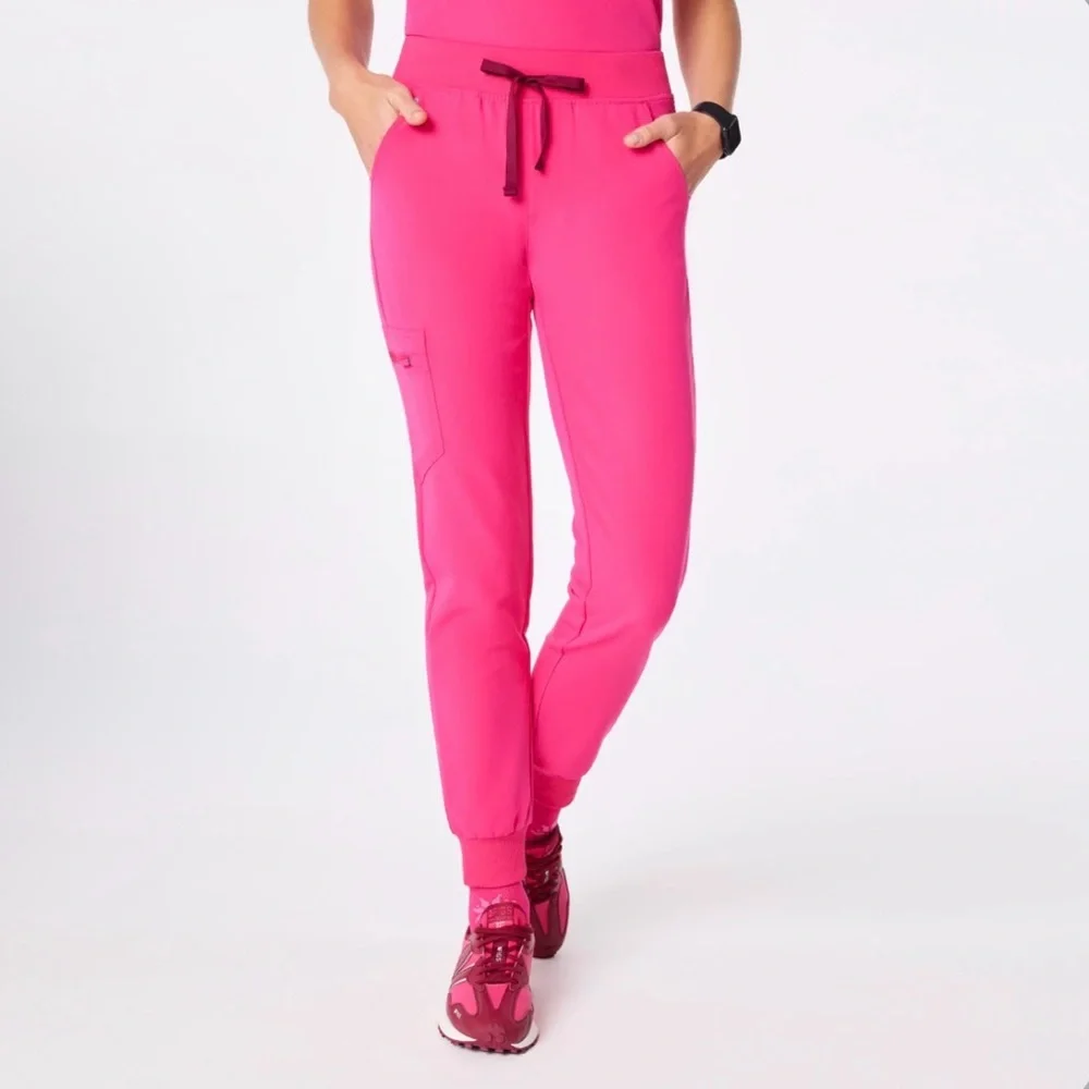 Shocking Pink Catarina One-Pocket Scrub Top™ & Zamora Jogger Scrub Pants - Picture 2 of 5